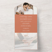 Elegant Verloving Foto Terracotta Wedding All In One Uitnodiging (Binnen)