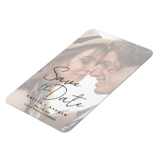 Elegant Verloving fotoscript bruiloft Magneet (Linkerzijde)