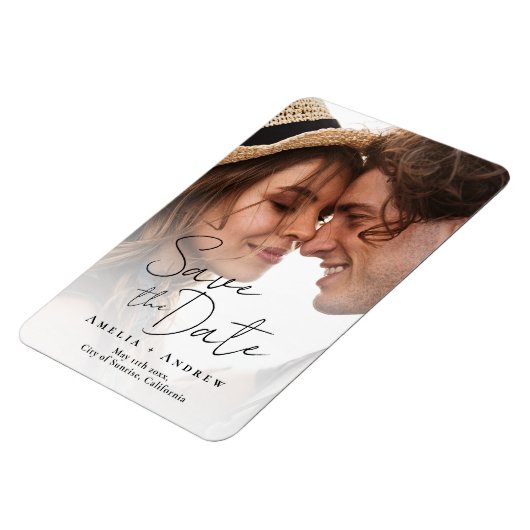 Elegant Verloving fotoscript bruiloft Magneet (Linkerzijde)