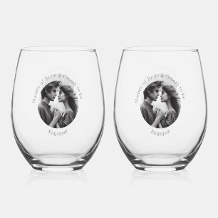 Elegant Verloving gepersonaliseerde foto bruid bru Wijnglas Zonder Voet