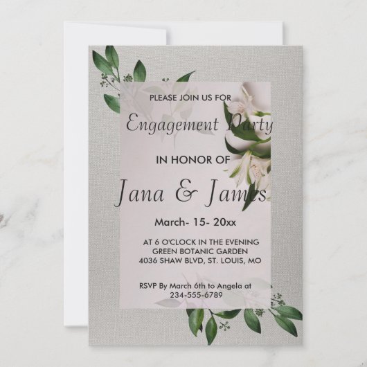 Elegant Verloving Invitation Kaart (Voorkant)