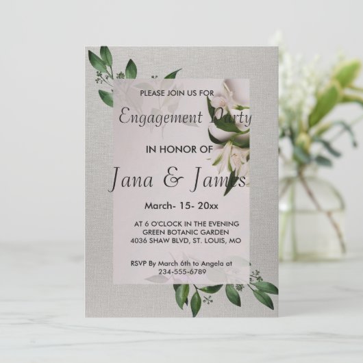 Elegant Verloving Invitation Kaart (Staand voorkant)