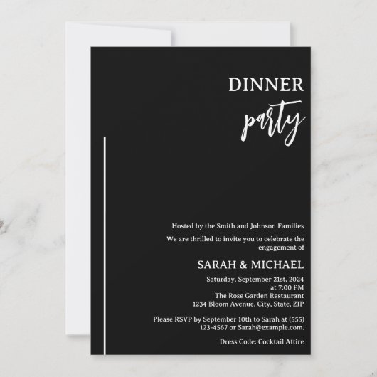 Elegant verlovingsdiner kaart (Voorkant)