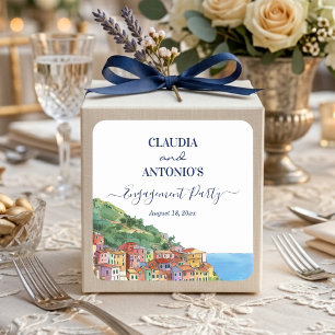 Elegant verlovingsfeest aan de Italiaanse Rivièra Vierkante Sticker