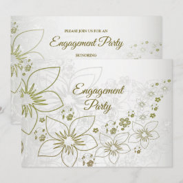 Elegant verlovingsfeest met vintage bloemengroen kaart