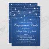 Elegant verlovingsfeest sprankelende lijnen saffie kaart (Voorkant / Achterkant)