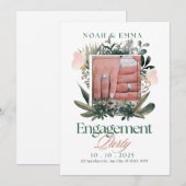 Elegant verlovingsfeest uitnodiging – Botanisch & (Voorkant / Achterkant)