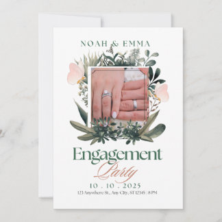 Elegant verlovingsfeest uitnodiging – Botanisch &