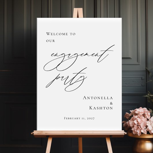 Elegant verlovingsfeest welkom poster