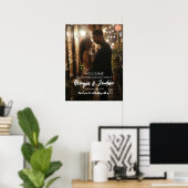 Elegant verlovingsfeest welkomstbord met foto poster (Thuiskantoor)