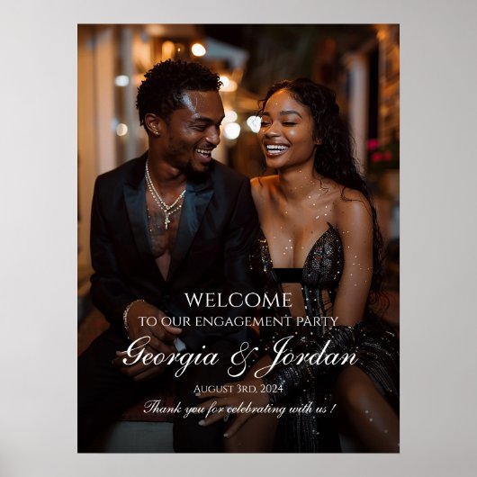 Elegant verlovingsfeest welkomstbord met foto poster (Voorkant)