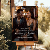 Elegant verlovingsfeest welkomstbord met foto poster