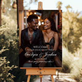 Elegant verlovingsfeest welkomstbord met foto poster