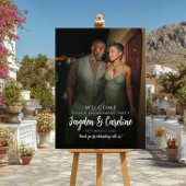 Elegant verlovingsfeest welkomstbord met foto poster