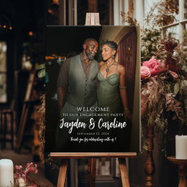 Elegant verlovingsfeest welkomstbord met foto poster