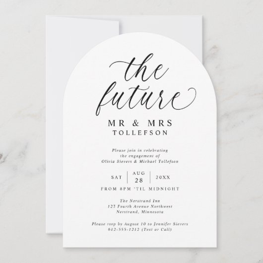 Elegant verlovingsfeest Zwart en Wit Kaart (Voorkant)