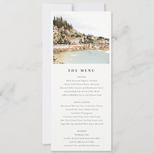 Elegant Verona Adige River Italië Bruiloft Menu Ka Kaart (Voorkant)