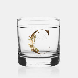 Elegant Versierd Zwart Monogram C Whisky Glas