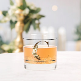 Elegant Versierd Zwart Monogram C Whisky Glas