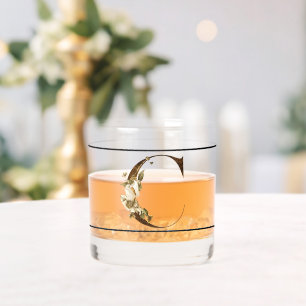Elegant Versierd Zwart Monogram C Whisky Glas