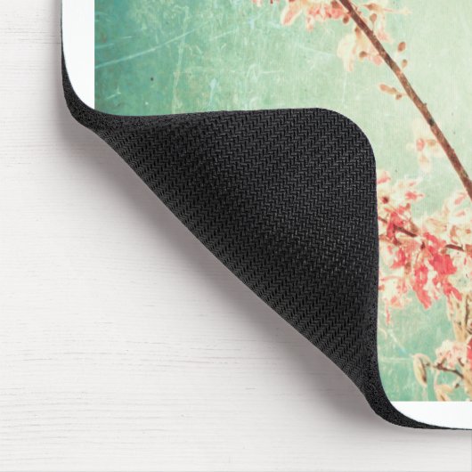  elegant versleten blauwgroen hout & kersbloesem muismat (Hoek)