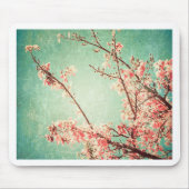  elegant versleten blauwgroen hout & kersbloesem muismat (Voorkant)