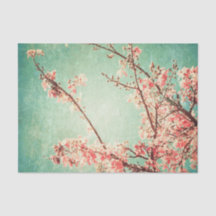  elegant versleten blauwgroen hout & kersbloesem