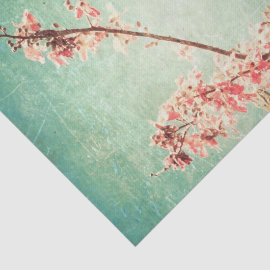 elegant versleten blauwgroen hout & kersbloesem tissuepapier (Detail)