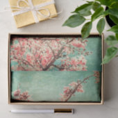 elegant versleten blauwgroen hout & kersbloesem tissuepapier (Geschenk)