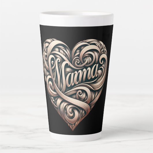 Elegant Verslonden hart met Mama voor Moederdag Latte Mok (Voorkant)