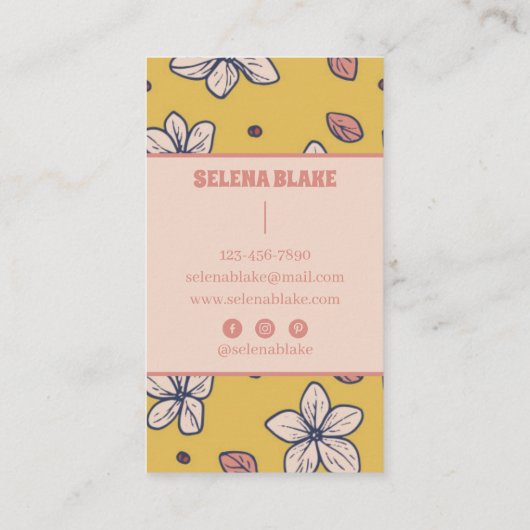 Elegant verticaal bloemontwerp - chique en modern visitekaartje (Achterkant)