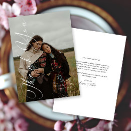 Elegant Verticaal Script Foto Bruiloft Bedankkaart