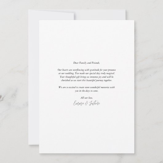 Elegant Verticaal Script Foto Bruiloft Bedankkaart (Achterkant)