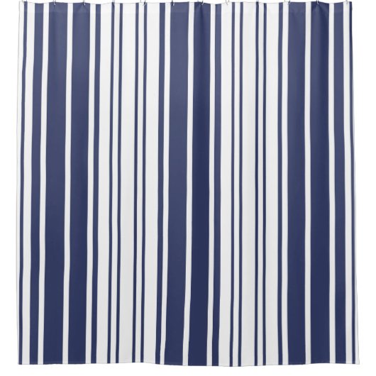 Elegant, verticaal, strepen, blauw van de marine,  douchegordijn (Voorkant)
