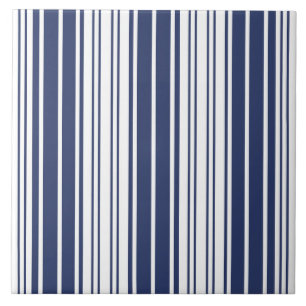 Elegant, verticaal, strepen, blauw van de marine,  tegeltje