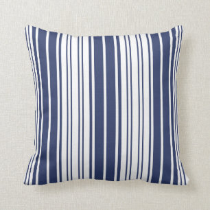 Elegant, verticaal, strepen, marineblauw, wit kussen