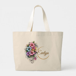 Elegant Vertical Flower Bouquet Illustration Grote Tote Bag