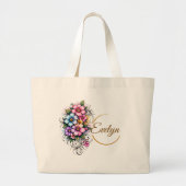 Elegant Vertical Flower Bouquet Illustration Grote Tote Bag (Voorkant)
