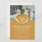 Elegant Vertical Golden 50th Wedding Anniversary Kaart (Voorkant)