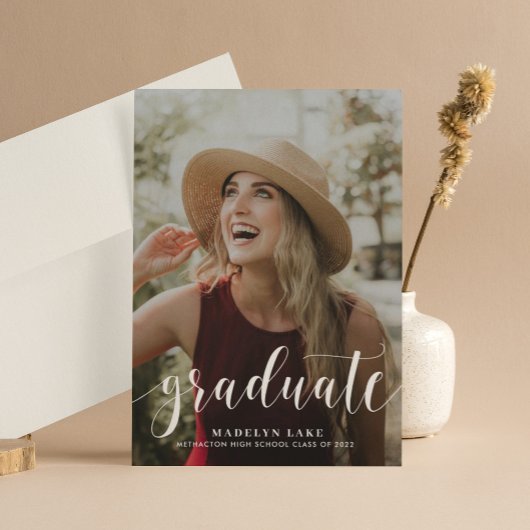 Elegant Vertical One Photo Graduparty Kaart