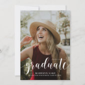 Elegant Vertical One Photo Graduparty Kaart (Voorkant)