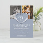 Elegant Vertical Silver 25th Wedding Jubileum Kaart (Staand voorkant)