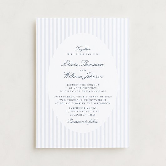 Elegant Vertical Stripe Classic Wedding Invitation Kaart