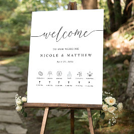 Elegant Vertical Wedding Welkomstteken en tijdlijn Poster
