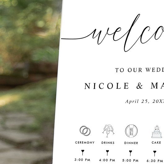 Elegant Vertical Wedding Welkomstteken en tijdlijn Poster