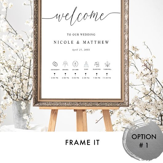 Elegant Vertical Wedding Welkomstteken en tijdlijn Poster