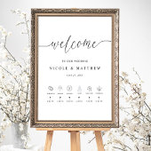 Elegant Vertical Wedding Welkomstteken en tijdlijn Poster