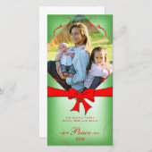 Elegant Vervaagd Groen Rood Lint Liefde Vrede Vreu Feestdagenkaart (Voorkant / Achterkant)