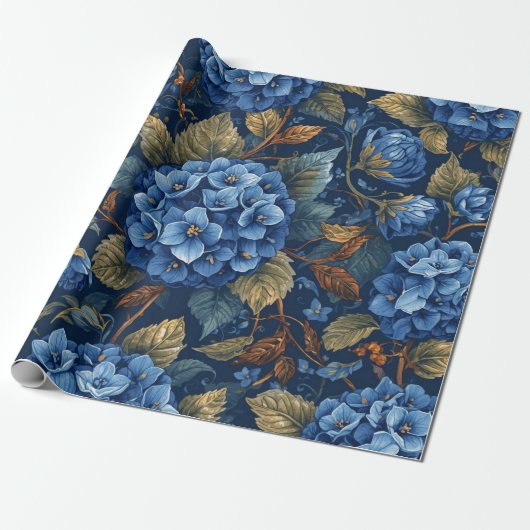 Elegant Vervlogen Hydrangea Bloemmotief Decoupage Cadeaupapier (Uitgerold)