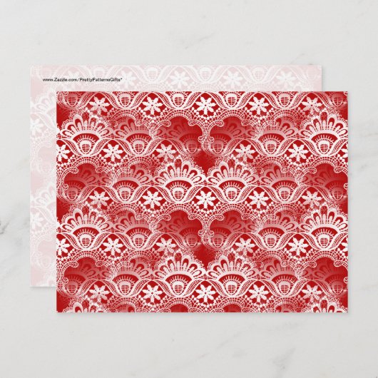 Elegant  vervormd rood wit letje briefkaart (Voorkant / Achterkant)